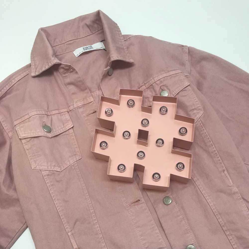 Zara denim Large pink jacket